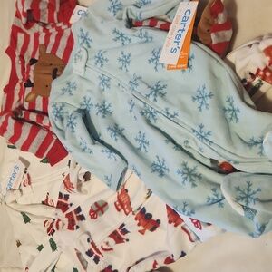Carter's, Baby Christmas Holiday, Festive Baby Sleepwear Onesies Set 3 months